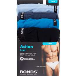 Bonds Mens Action Brief Size XL Assorted 4 pack