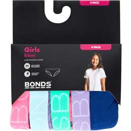 Bonds Girls Bikini Briefs Size 4-8 4 pack