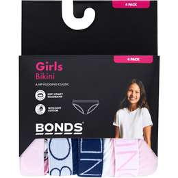 Bonds Girls Bikini Briefs Size 8-12 4 pack