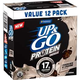 Up&Go Protein Energize Liquid Breakfast Cookies & Cream 250mL x 12 pack