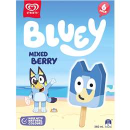Streets Bluey Mixed Berry Dessert Sticks 360mL 6 pack