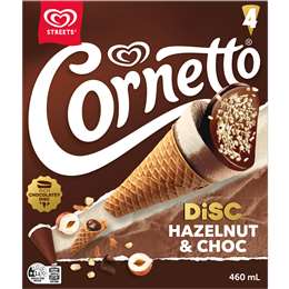 Cornetto Disc Hazelnut & Choc Dessert Sticks 460mL 4 pack