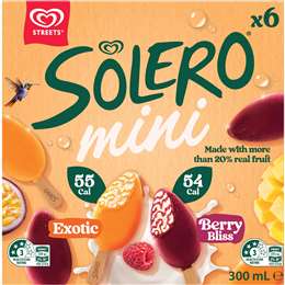 Streets Solero Mini Dessert Sticks Exotic & Berry Bliss 300mL 6 pack