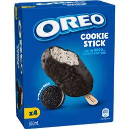 Oreo Cookie Frozen Dessert Sticks 360mL 4 pack