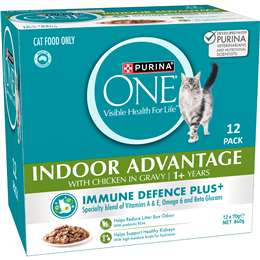 Purina One Indoor Advantage with Chicken In Gravy 1+ Years Wet Cat Food 70g x 12 pack