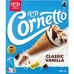 Cornetto Classic Vanilla Dessert Sticks 440mL 4 pack