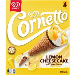 Cornetto Lemon Cheesecake Dessert Sticks 440mL 4 pack