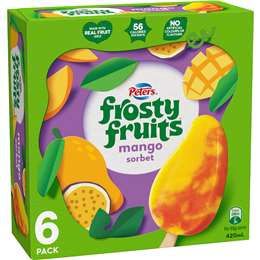 Peters Frosty Fruits Mango Sorbet Sticks 420mL 6 pack