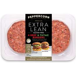 Peppercorn 4 Extra Lean Beef & Thyme Burgers 500g