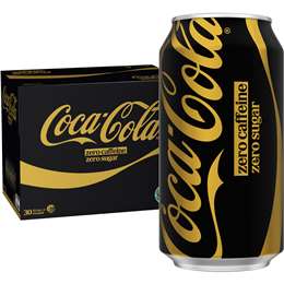 Coca-Cola Zero Caffeine Zero Sugar Soft Drink Cans 375mL x 30 pack