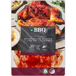 Woolworths BBQ Peri Peri Bone In Butterflied Chicken 700g - 1.25kg