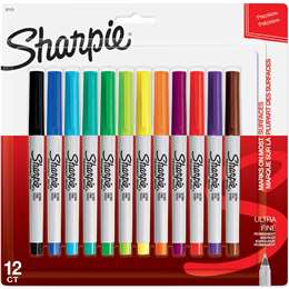 Sharpie Permanent Marker Pens Ultra Fine Assorted Colours 12 pack