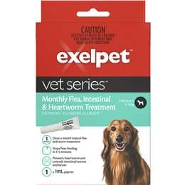Exelpet Vet Flea Intestinal & Heartworm Treatment Small Dog each