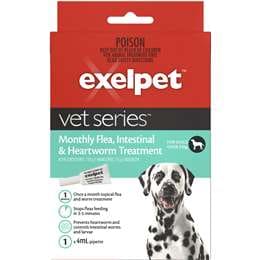 Exelpet Vet Series Flea Intestinal Worm & Heartworm Lge Dog each