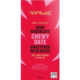 Tom & Luke Dark Chocolate Chewy Date Bar 80g