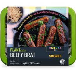 Unreal Co. Plant Based Beefy Brat Sausages 350g