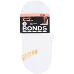 Bonds Ladies Lightweight Sneaker Socks Size 3-8 Assorted 4 pack