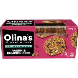 Olina's Bakehouse Artisan Crackers Biscuits Raisin & Pumpkin Seeds 100g