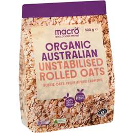 Macro Organic Oats Rolled Unstabilised 500g