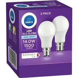 Olsent LED GLS BC 14.0W 1500Lm Cool White 2 pack