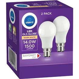 Olsent LED GLS BC 14.0W 1500Lm Warm White 2 pack