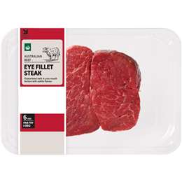 Woolworths Beef Eye Fillet Steak 200g - 500g