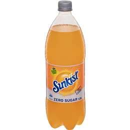 Sunkist Zero Sugar Orange Soft Drink Bottle 1.25L