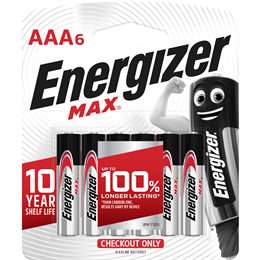Energizer Max AAA Alkaline Batteries 6 pack