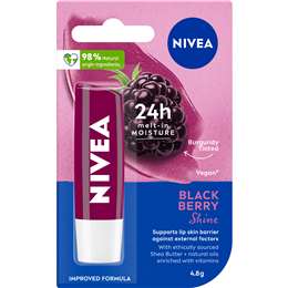 Nivea 24h Moisture Lip Balm Black Berry Shine 4.8g