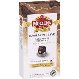 Moccona Barista Reserve Coffee Pods Intensity 10 Dark Espresso 10 pack