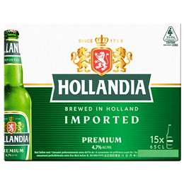 Hollandia Premium Lager Beer Bottles 650mL x 15 pack