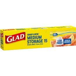Glad Resealable Medium Storage Bags 15 pack