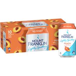 Mount Franklin Lightly Sparkling Peach Cans 375mL x 10 pack