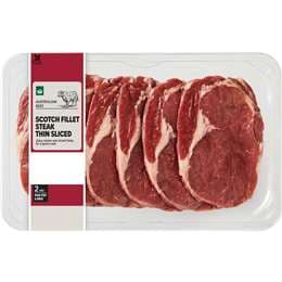 Woolworths Beef Scotch Fillet Thin Slice 400g - 850g