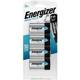 Energizer Max Plus High Performance D Alkaline Batteries 4 pack