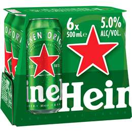 Heineken Lager Cans 500mL x 6 pack