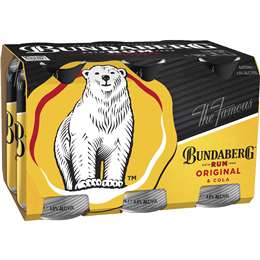 Bundaberg Rum & Cola Cans 375mL x 6 pack