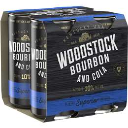 Woodstock Bourbon & Cola 10% Cans 200mL x 4 pack