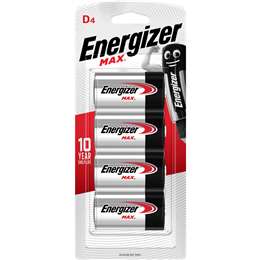 Energizer Max D Alkaline Batteries 4 pack