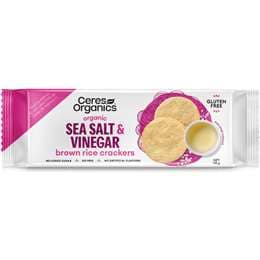 Ceres Organics Brown Rice Crackers Salt & Vinegar 115g