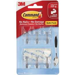 3M Command Utensil Hooks Clear Value 6 pack