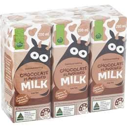 Woolworths Chocolate Milk Poppers 200mL x 6 pack