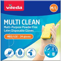 Vileda Multi Clean Latex Gloves Size M/L 24 pack