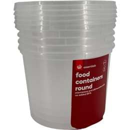 Woolworths Essentials Food Containers Round 600mL x 5 pack