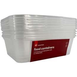 Woolworths Essentials Food Containers Rectangle 650mL x 5 pack
