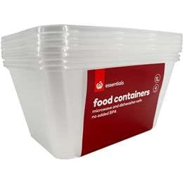 Woolworths Essentials Food Containers Rectangle 1L x 4 pack