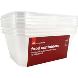 Woolworths Essentials Food Containers Rectangle 300mL x 4 pack