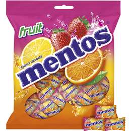 Mentos Chewy Fruit Single Lollies 405g