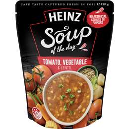 Heinz Soup Of The Day Tomato Vegetable & Lentil Pouch 430g