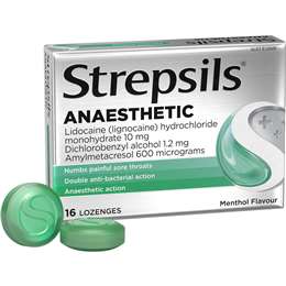 Strepsils Plus Anaesthetic Sore Throat Numbing Pain Relief Lozenges 16 pack